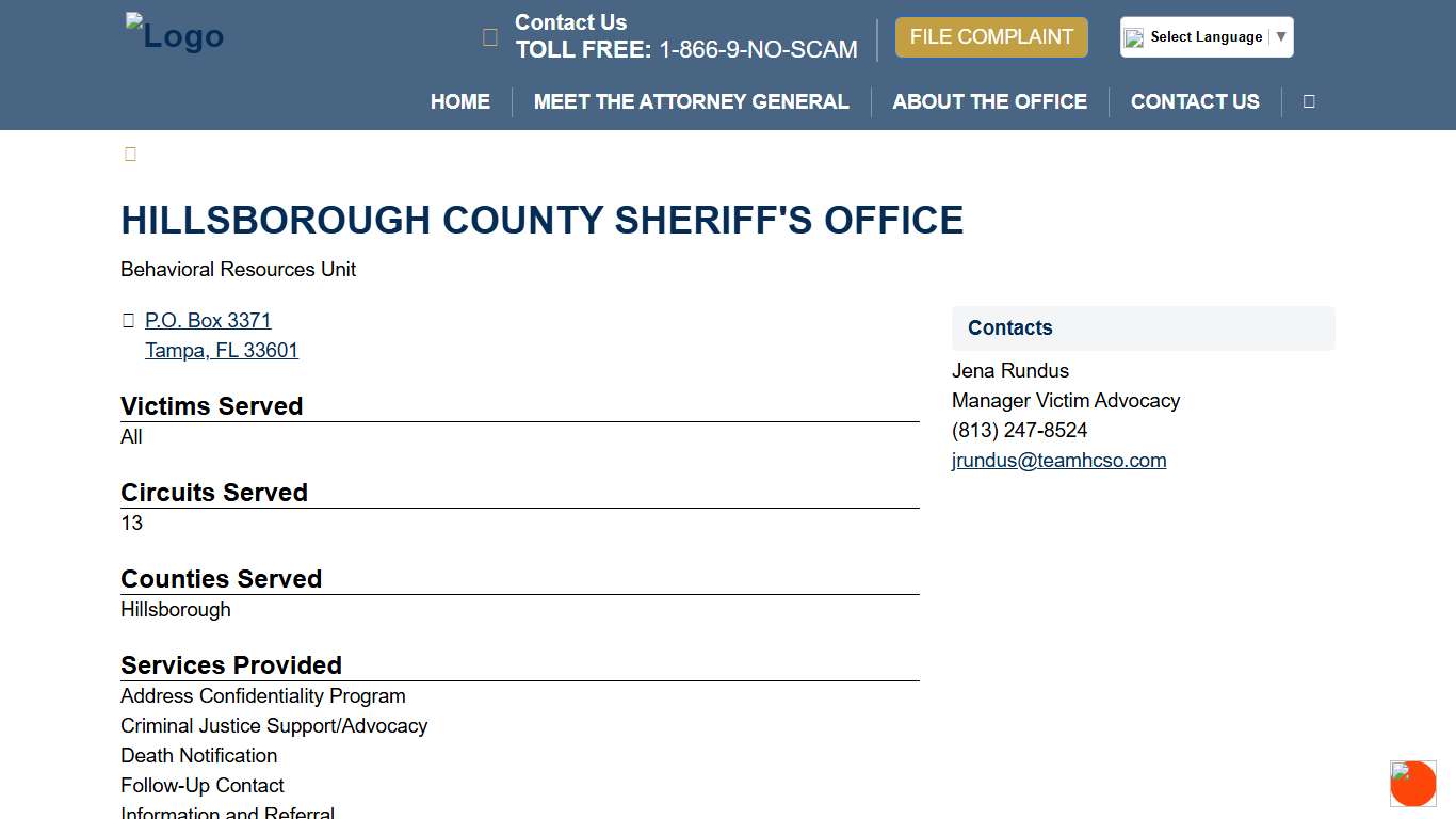 Hillsborough County Sheriff's Office | My Florida Legal
