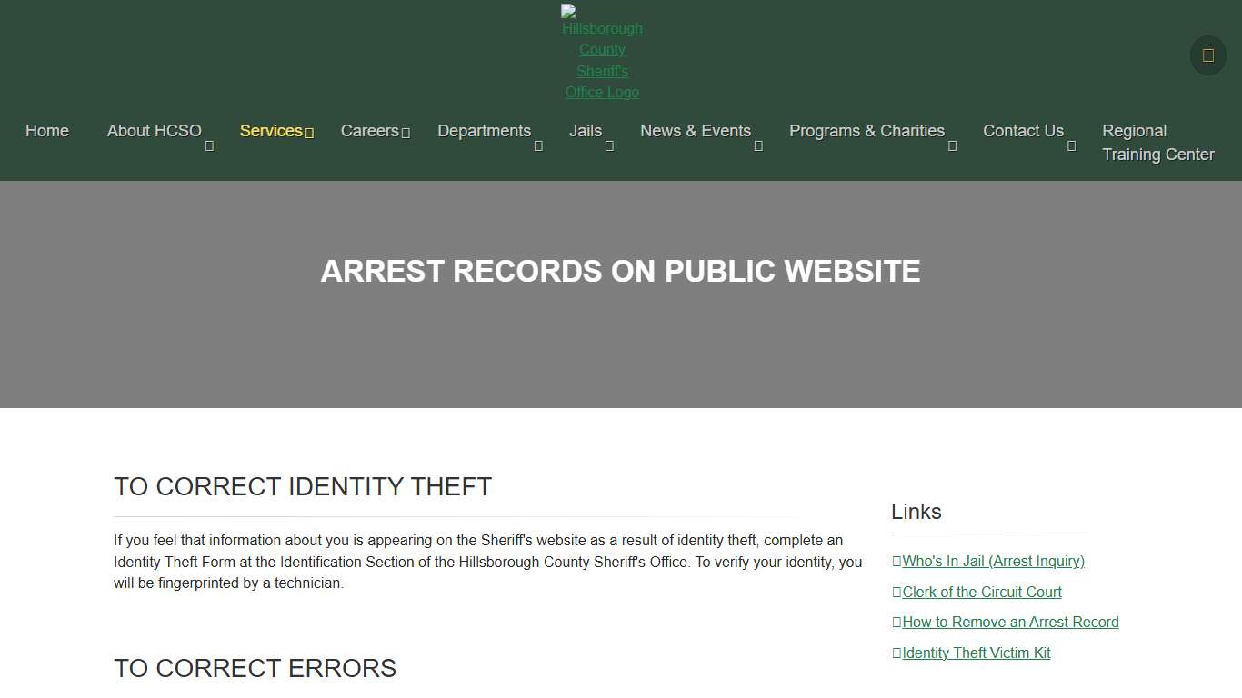 Arrest Records on Public Website | HCSO, Tampa FL
