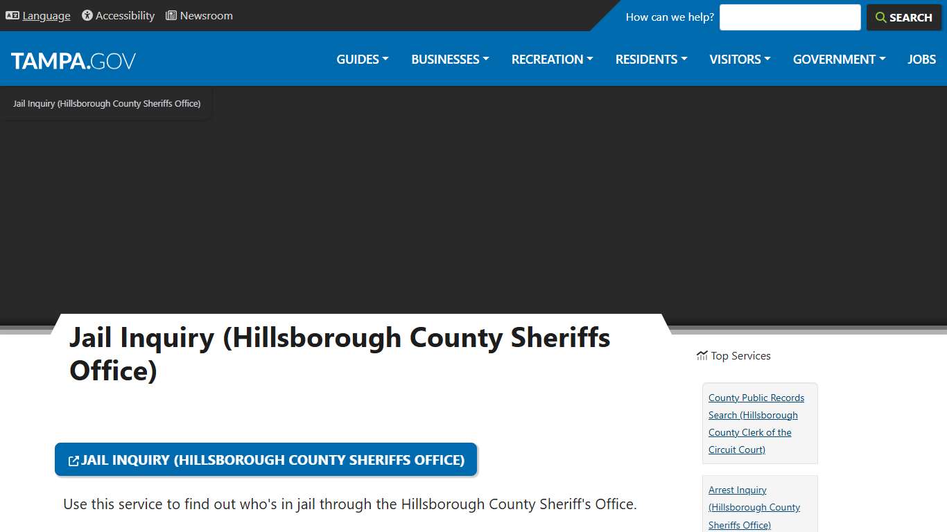 Jail Inquiry (Hillsborough County Sheriffs Office) | City of Tampa