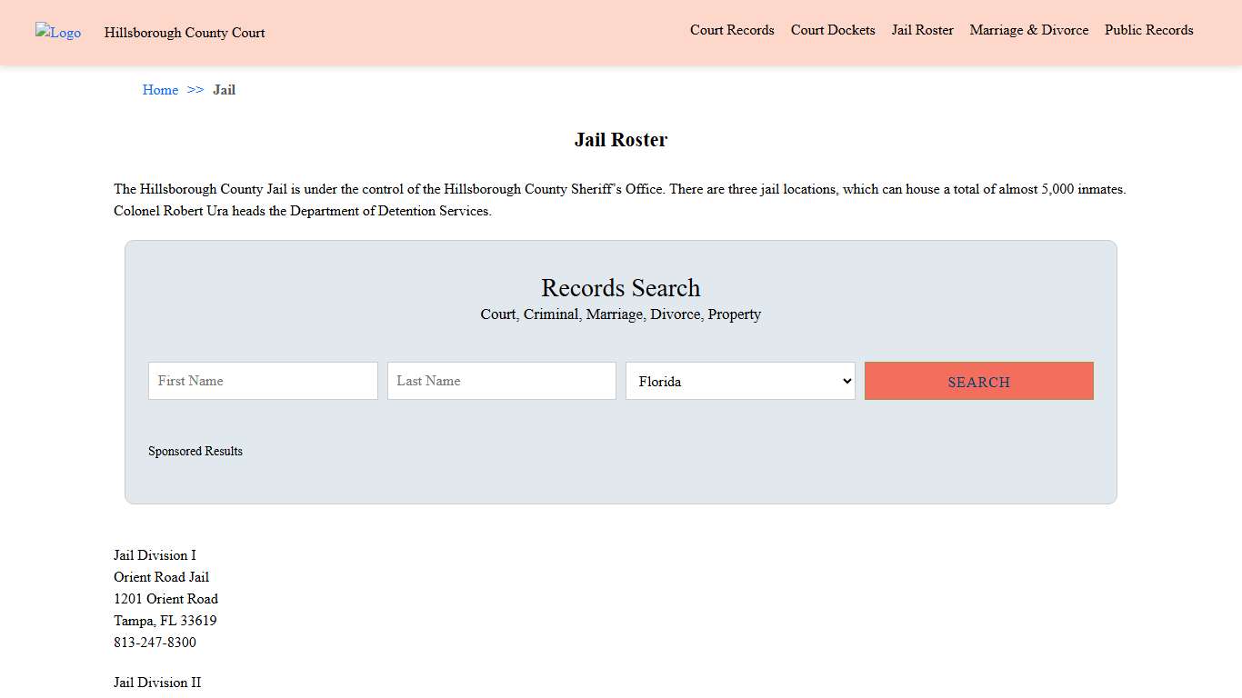 Jail Roster | Hillsborough County Court